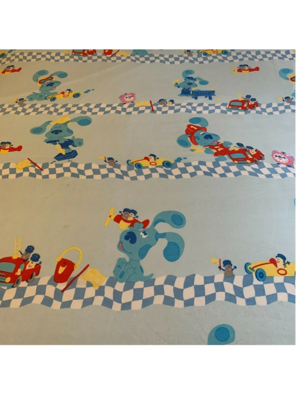 Vintage Blues Clues Twin Size Flat Sheet TV Show Cutter Fabric Quilting